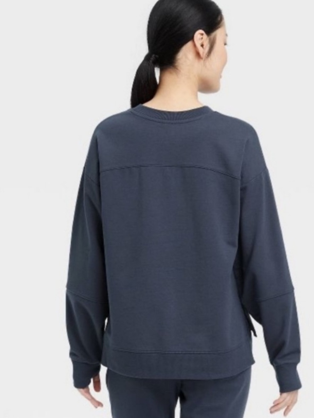 ALL IN MOTION SLATE BLUE OVERSIZED TERRYCLOTH SWEATSHIRT THUMBHOLES BOXY SIZE XL - Picture 8 of 16